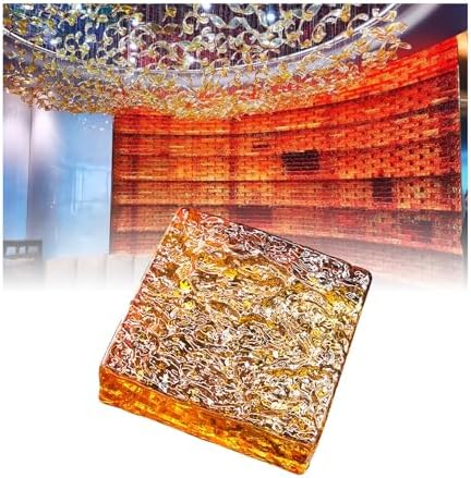 High Transparency Clear Rectangular Glass Block, Glass Blocks Decorative Crystal Clear Rectangular Bricks Thermal Insulation 5.9x5.9x1.9in Multicolor(Orange)