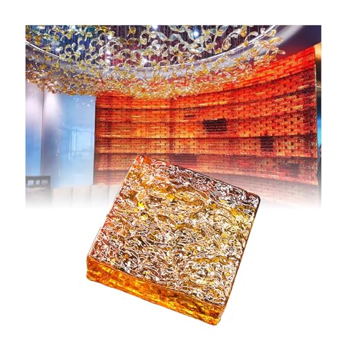 High Transparency Clear Rectangular Glass Block, Glass Blocks Decorative Crystal Clear Rectangular Bricks Thermal Insulation 5.9x5.9x1.9in Multicolor(Orange)