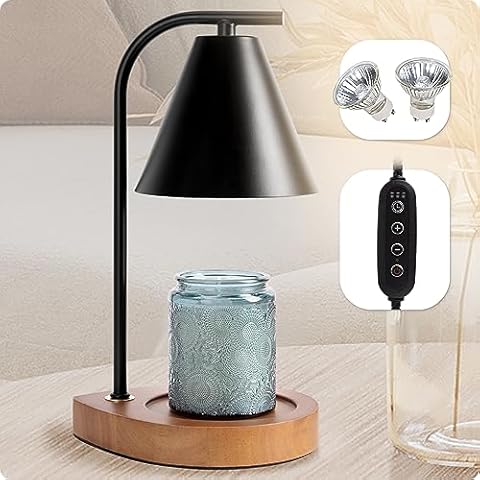 Aimoptg Candle Warmer Lamp with Retro Wooden Base Cover