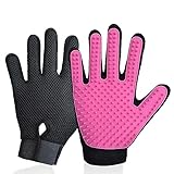 DELOMO Pet Grooming Gloves, Upgrade Version with Enhanced 255 Silicone Grooming Tips, Hair Remover Mittens for Dogs & Cats, Bath Brush, 1 Pair (Pink)
