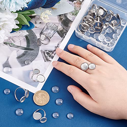 UNICRAFTALE 16 Sets Blank Cuff Ring Making Kit - DIY Bezel Tray Design with Stainless Steel and Cabochons - Image 4