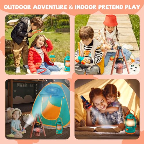 Qtioucp LY78 Kids Camping Set 50Pcs With Tent & Space Projector Flashlight- Outdoor Campfire Toy Set For Toddlers Kids - Pretend Play Camp Gear Tools thumb #5