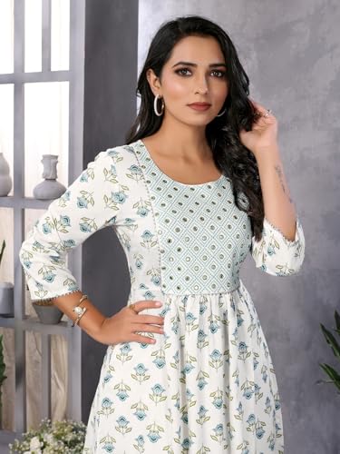 Image of rangita Women Rayon Regular Fit Embroidered Calf Length Anarkali Kurti | Kurta