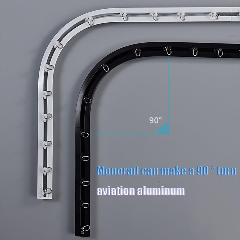 Rail de rideau de plafond de 3 m, système de rails cachés, tringle à rideaux silencieuse, installation facile, blanc, 1 m, parfait pour la décoration d'intérieur et les solutions pour économiser de