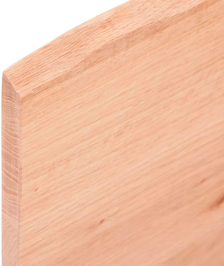 Light Brown Solid Oak Wood Floating Wall Shelf, 31.5x19.7x0.8 Inches, Varnished Rustic Ledge for Living Room, Kitchen, Bathroom Decor