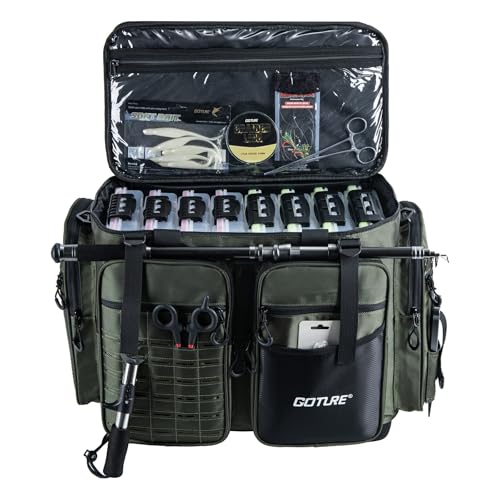 Goture Große Angeltasche, weiche Seite, 1680D wasserdichte Aufbewahrungstasche für...