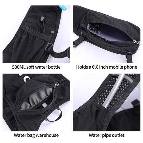 DNFUN Laufweste Damen Herren, verstellbare Laufweste mit 1500ml Trinkblase,Trinkweste Laufen 5L Running Vest Reflektierende Laufrucksack Damen für Outdoor Läufe,Jogging,Wanderungen, Radfahren