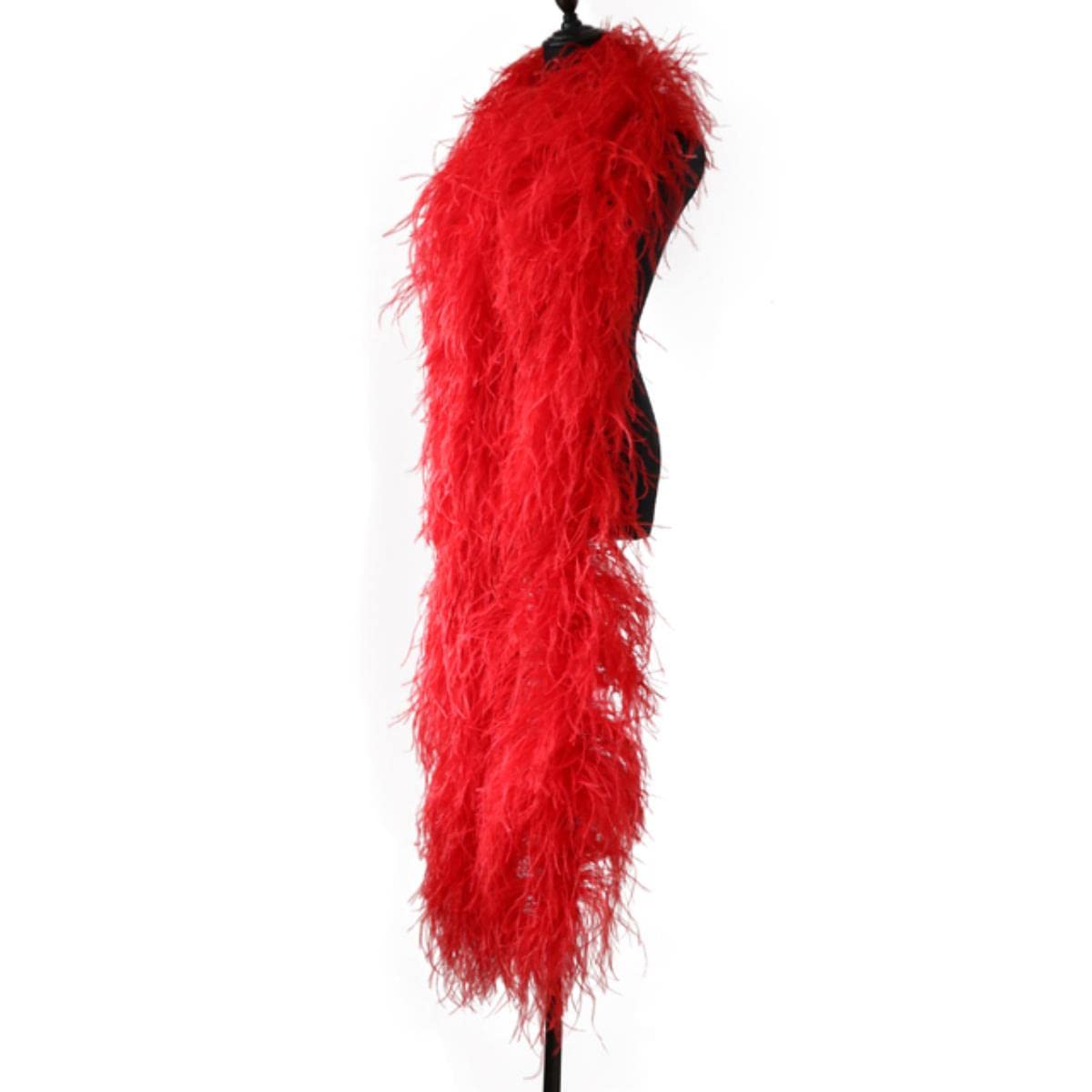 Plumas de Boa de plumas de avestruz de 2 metros Boa Plumas para fiesta de disfraces Decoración de la boda Grueso 4/6/10Ply Pluma Accesorio A granel-rojo,20 capas