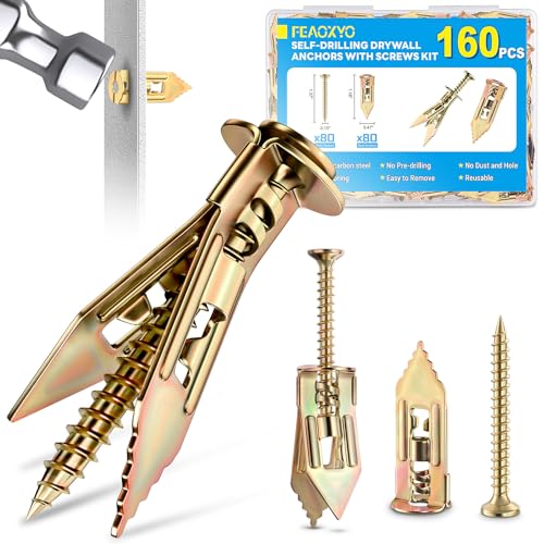 Image of 160 PCS Self Drilling Drywall Anchors with Screws Kit, Zinc Plated