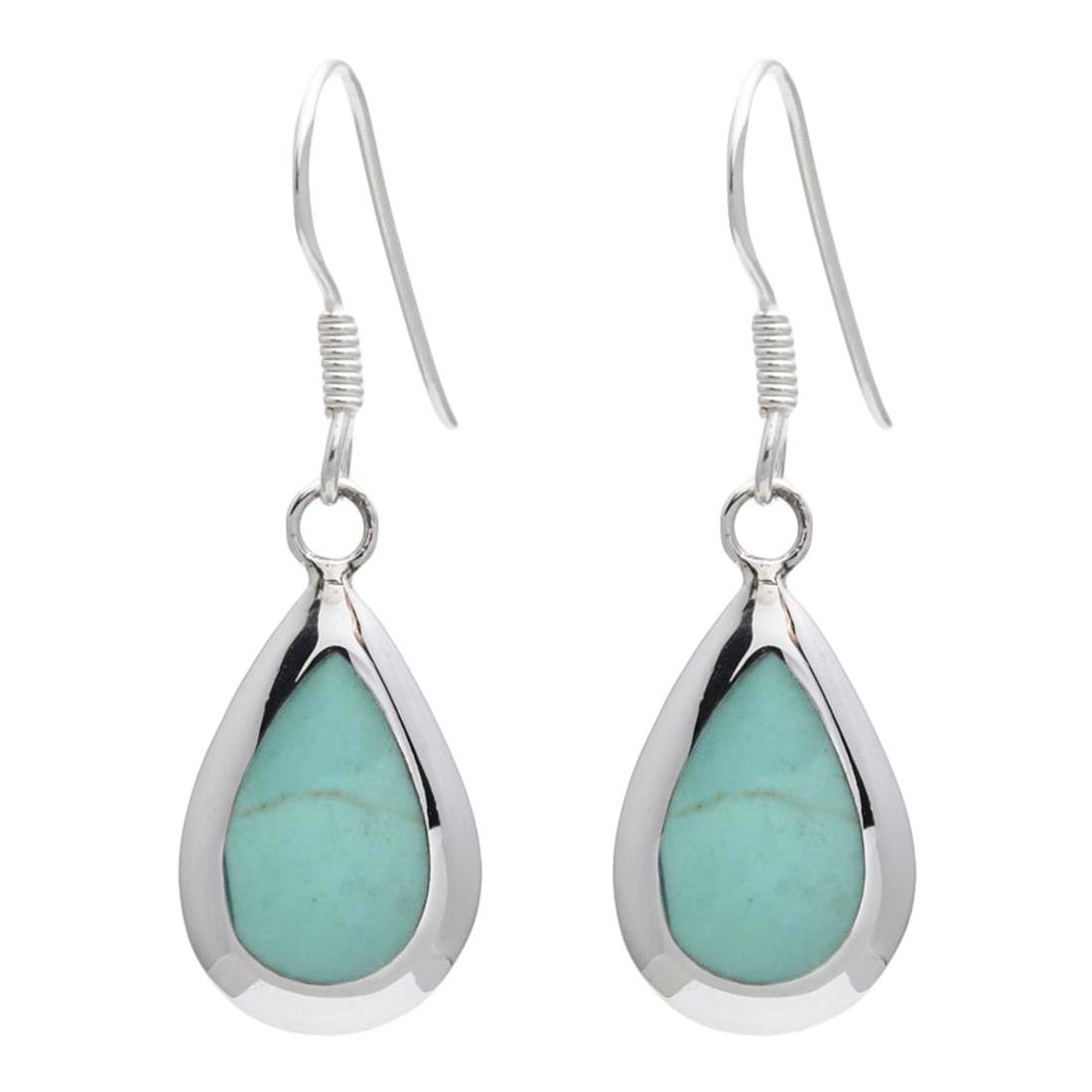 Silverly Pendientes Colgantes de Lágrima Turquesa de Plata de Ley para Mujer | Pendientes Colgantes en Forma de Pera de Plata 925 con Ganchos | Elegantes Joyas de Piedras Preciosas de Color Azul