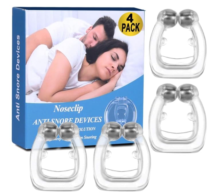 Anti Snore Devices, Silicone Magnetic Anti Snoring Nose Clip, Magnetic Nasal Dilator for Ease Breathing, Comfortable Sleeping, Comfortable and Effective to Stop Snoring - 4 pcs