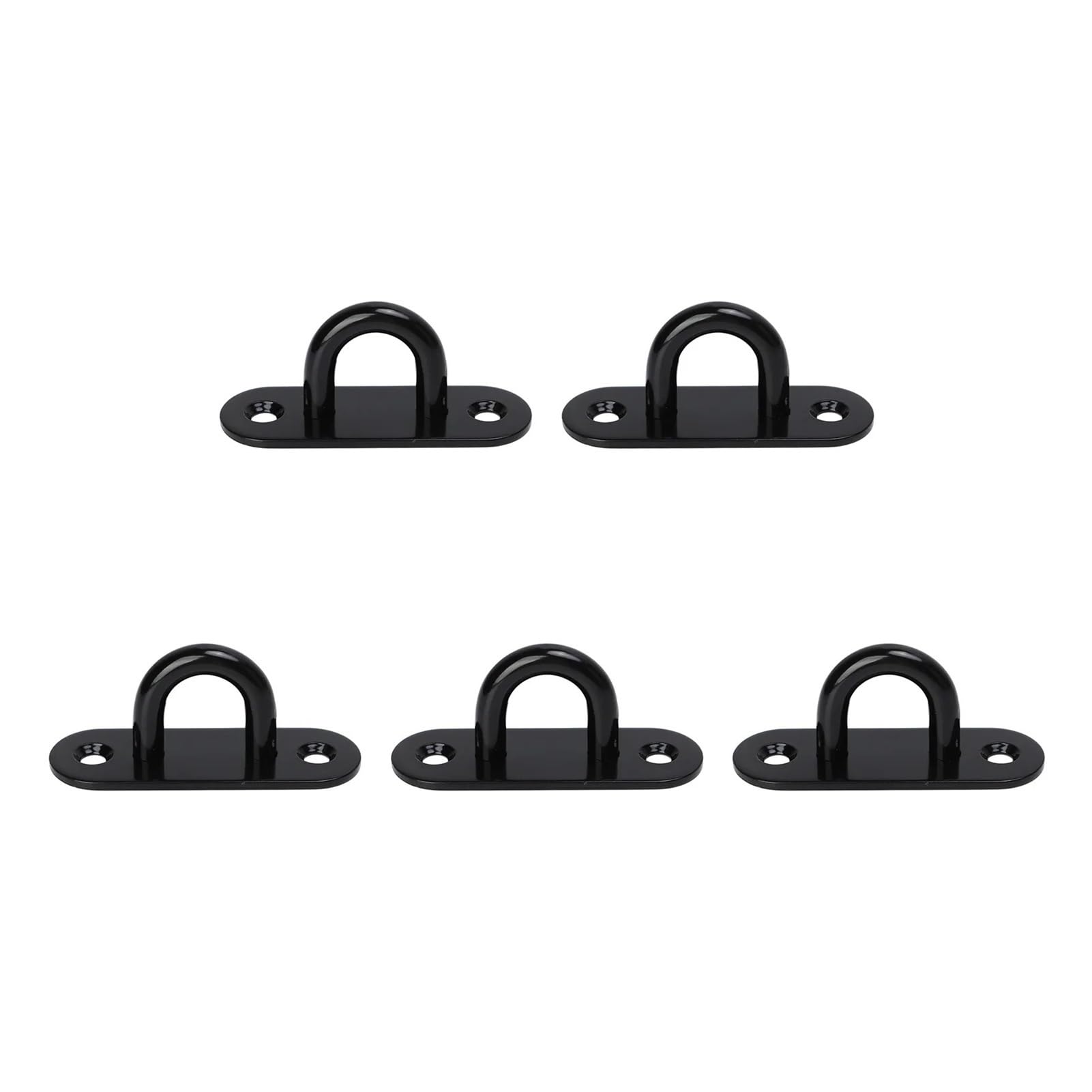 Luvafey 8Mm Eye Plate 5 Pcs Stainless Steel Eye Plate Ceiling Hook Pad Reinforced Load Bearing Door Fixing Buckle Oval Black For Wall Ceiling Boat Hardware Hanging(8Mm)