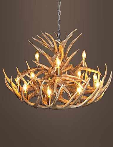 Illuminazione jiaily vintage lampadario di corna di illuminazione attrezzatura industriale paese 12-luci per soggiorno sala da pranzo Facile installazione, 220-240V