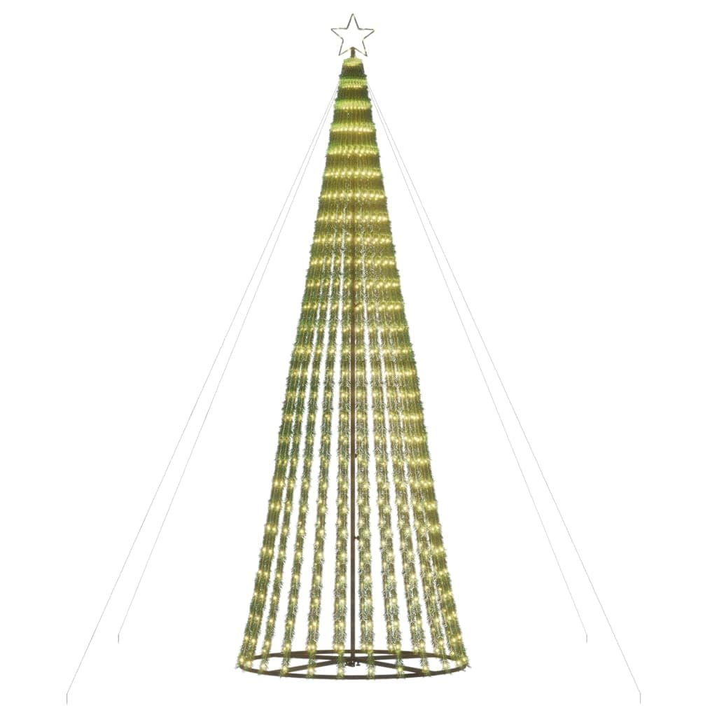 Festnight Luces Arbol Navidad para Exterior con Poste de Metal, Arbol de Navidad 300 cm, Fácil Montaje, Decoración de Navidad para Interior Exterior, Blanco Cálido