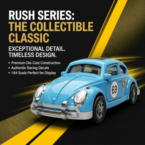 Image of Premium 1:64 Scale Die Cast Metal Toy Car Mini Collectible Vehicle with Free Rolling Wheels Realistic Metal Body Display Model for Kids Boys Girls Blue Color