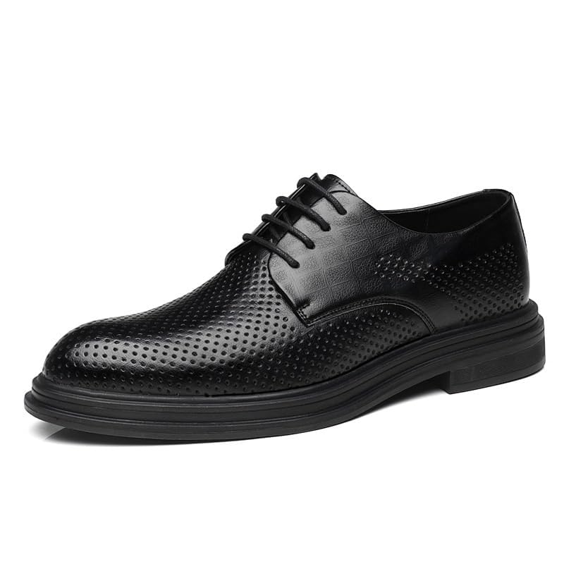 YZABEL Men's Lace-up Oxford Shoes, Classic Pointed Toe Breathable Hollow Formal Shoes, Soft-Soled Non-Slip for Formal and Everyday Wear