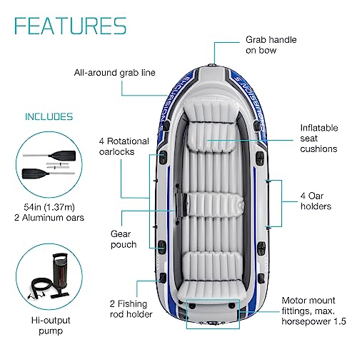 INTEX 68325EP Excursion 5 Inflatable Boat Set Includes Deluxe 54in