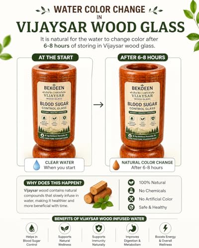 Image of Vijaysar Wood Ayurvedic Extra Large Glass | Lab Tested | Bija Tree Wooden Tumbler | Pterocarpus Marsupium Herbal Wood, Vijaysar ki lakdi ka Glass 100ml Water Capacity