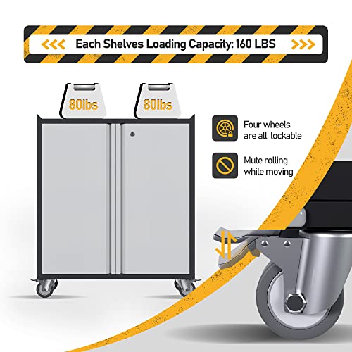 Suxxan Convenient Durable Mobile Garage Chest Great For Tools And Supplies, Metal Garage Storage Cabinet With 2 Doors Adjustable Shelves Lockable File Cabinet,Tool Cabinets For Home,Office… #TOP4