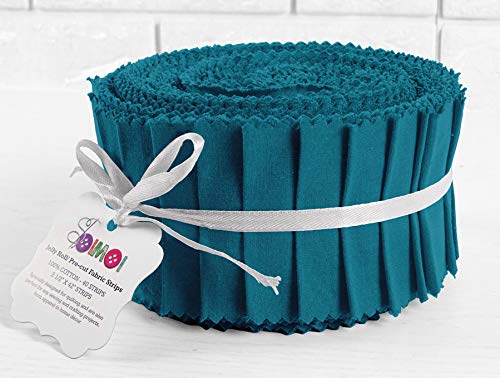 Soimoi 40Pcs Solid Teal Blue Cotton Precut Fabrics for Quilting Craft Strips 2.5 Inches Jelly Roll — image 1