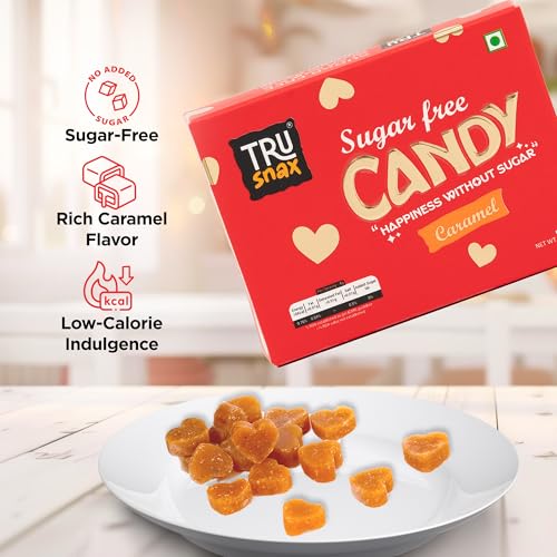 Image of TruSnax SugarFree Hard Candies | Caramel Flavour Candy | Diabetic and Keto Friendly Toffee | No Added Sugar | 300g(50 * 6)