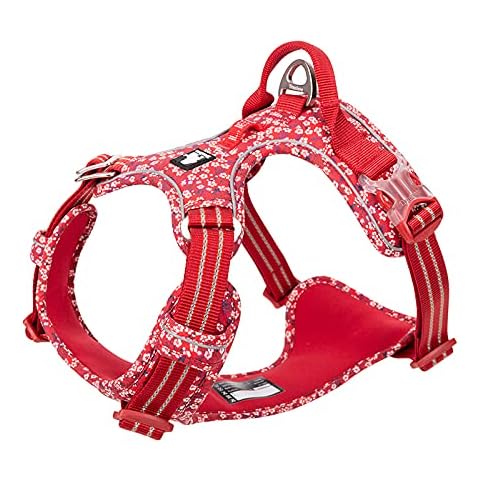 WINHYEPET True Love No-Pull Dog Harness, Cotton Fabric Breathable and Reflective Soft, Adjustbale for Running Walking, Suitable Small Medium Large Cats Dogs TLH5655(Poppy Red, M) Cover