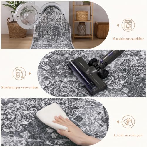 Enyhom Läufer Flur rutschfest 66 x 183cm Flauschig Weich Langer Teppich Schlafzimmer Kurzflor Küchenläufer Waschbar Bettvorleger für… – Ansicht 3