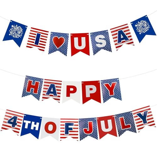 Vovii Fourth of July Banner for Outside USA Decorations, Party In The USA Patriotic Banner for Independence Day Decor Party Supplies (Need DIY)