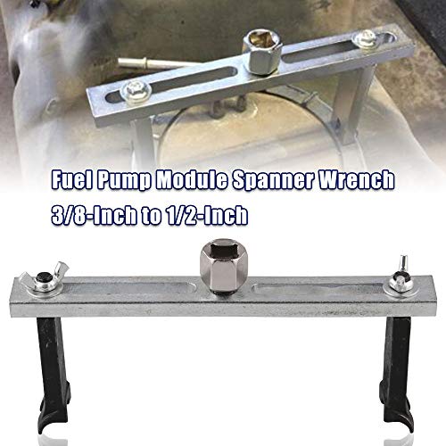 RULLINE Fuel Pump Module Spanner Wrench,Fuel Pump Lock Ring Tool, Fuel Pump Removal Tool,Fuel Pump Lid Tank Cover Wrench,Fuel Tank Lid Cover Remove Spanner, Universal Wrench 3/8" to 1/2" Adjustable