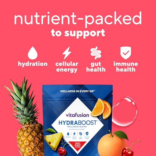 Vitafusion Hydraboost Drink Powder Packets, Electrolytes Support Daily Hydration, Vitamins Support Cellular Energy & Immune Health, Prebiotic Fiber Supports Gut Health, Fruit Burst, 15 Sticks - image 3