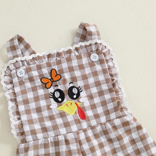 Toddler Baby Girl Thanksgiving Outfit Turkey Bell Bottoms Romper Sleeveless Sling Overall Jumpsuit Clothes3