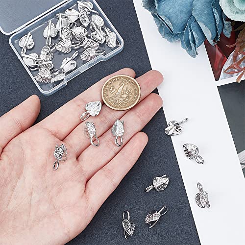 Hobbiesay 30Pcs Brass Ice Pick Pinch Bail Clasps 18X11Mm Leaf Ice Pick Pinch Bails Platinum Plated Bail Clasp For Diy Jewelry Dangle Beads Charms Making #TOP2