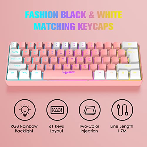 Gaming-Tastatur-Maus-Kombination, RGB-Keyboard + Mäuse + Mauspad, Stecker und Spiel, mechanisches Gefühl Tastatur Rainbow LED Gaming Mouse 3600 DPI, für PS4 PS5 PC Mac Laptop (Rosa) - Image 3