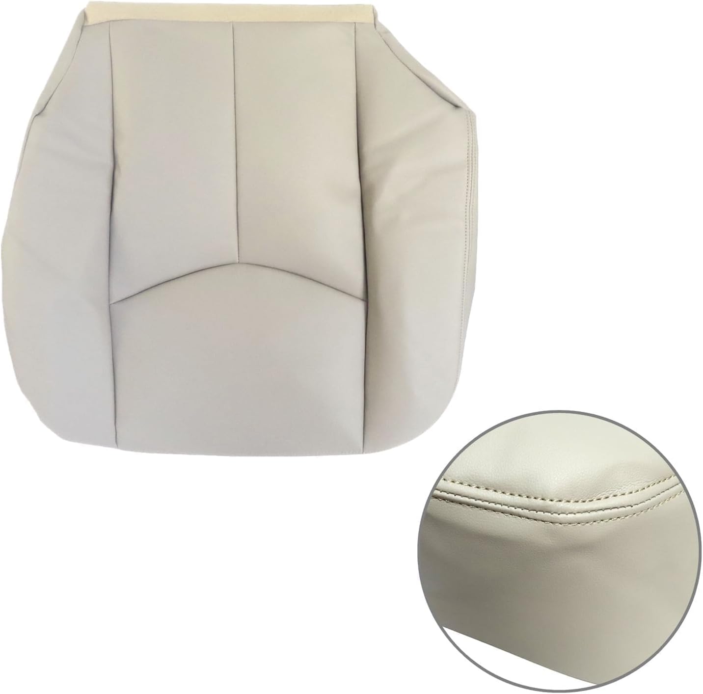 SecosAutoparts Driver Side Bottom Replacement Leather Seat Cover Tan# 522 or 52i Compatible with Chevy Tahoe Suburban Compatible with GMC Yukon 1500 2500 2003 2004 2005 2006