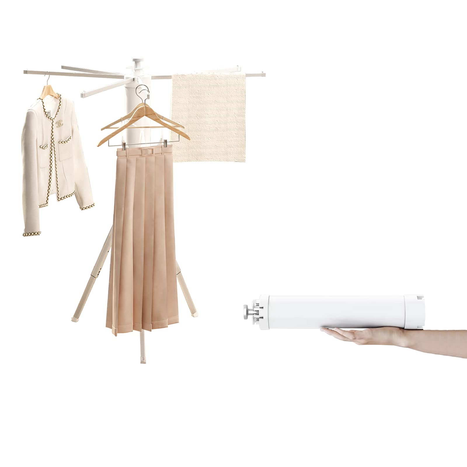 Ligtchser Portable Clothes Drying Rack,Foldable Laundry Hanging Rack,Collapsible Clothing Rack for Travel,Dance,Camping, Indoor,Outdoor.A Sturdy Tripod Folding Clothes Drying Rack.