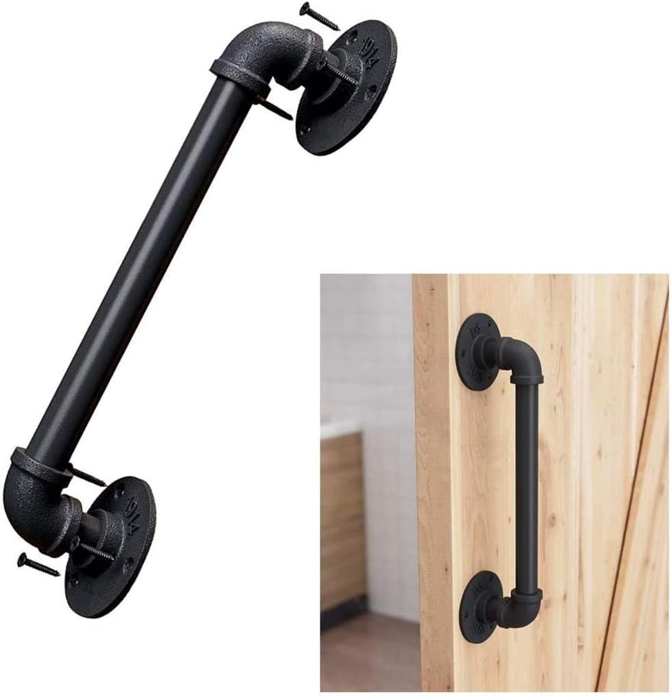 Staircase Handrail Rail Banister Kit,Industrial Style Door Handle Stairs for Indoor Outdoor Brackets Elderly Safety Railing Support Rod/30Cm(1Ft)