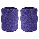 Suddora 4 Inch Arm Sweatbands - Thick Cotton Armbands for Gymnastics, Basketball, Tennis, Football (Purple)