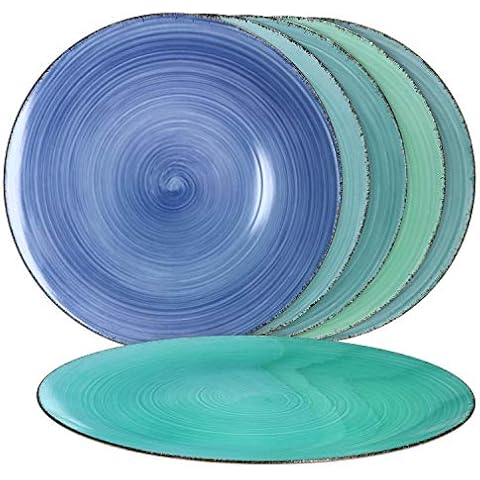 MamboCat Blue Baita 6er Platz-Teller-Set blau I maritime Deko-Teller aus Kunststoff Ø 33 cm I modernes Platzset mit Strudel-Muster I Tischset - pflegeleicht & stapelbar I blaue große Teller 6 Stück Cover