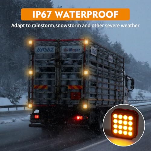 Magnetic Strobe Lights - Wireless Strobe Hazard Light Kit for Trucks Rechargeable Magnetic Flashing Beacon Lights for Vehicles & Trailers (Amber)