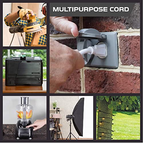 10 Foot Outdoor Extension Cord - 14/3 Sjtw Heavy Duty White Cable With 3 Prong Grounded Plug For Safety - Great For Garden And Major Appliances #TOP5