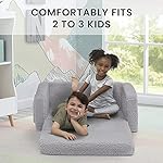Delta Children Cozee Flip-Out Sherpa 2-in-1 Convertible Sofa to Lounger for Kids, Grey - Image 4