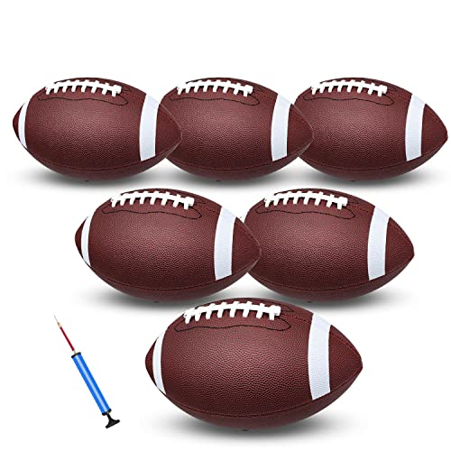 jiaonun 6 Pack Youth Size Football Junior Size Football Inflatable with Pump, Size 6 Footballs 10.5...
