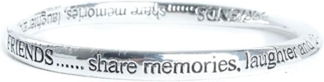 Equilibrium Silver Plated Bangle - Friends...Share Memories Laughter And Love