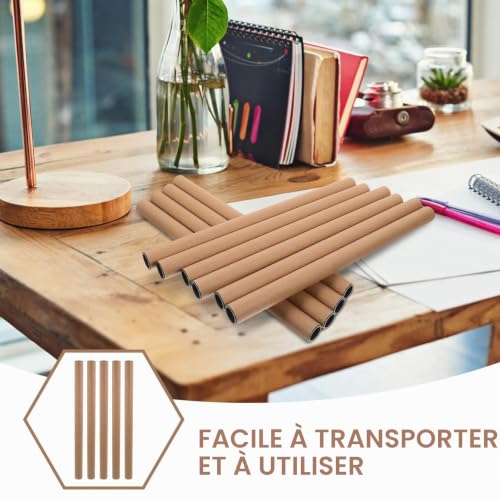 DOITOOL Lot De 10 Tubes D'Affiche En Papier Kraft Tube D'Expédition Réutilisable Pour Posters Dessins Et Documents 16.02 X 1.10 X 1.10 in Rangement Et Transport – vue 8