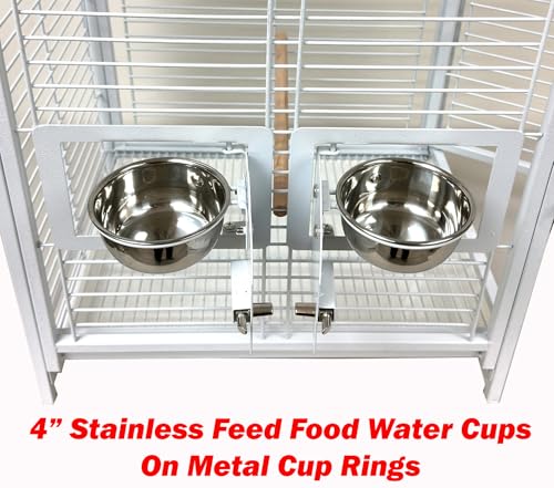 Image of Portable Durable Heavy Duty Travel Veterinary Bird Parrot Carrier Cage Feeding Bowl Play Wooden Stand Perch with Handle Prevent Beaks Out