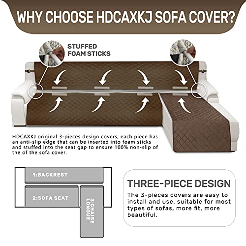 Hdcaxkj Sectional Couch Covers For Dogs 3-Pieces Water Resistant L Shape Sofa Cover Set Pet Friendly Sectional Slipcovers Living Room Non Slip L-Shaped Furniture Protector Washable (Coffee, Large) #TOP2