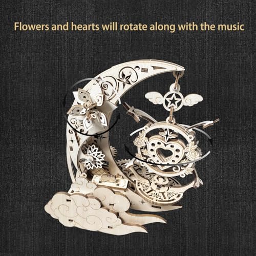 image for FAUCLY Wooden 3D Puzzle for Adults Mechanical Music Box Model Kits Woo