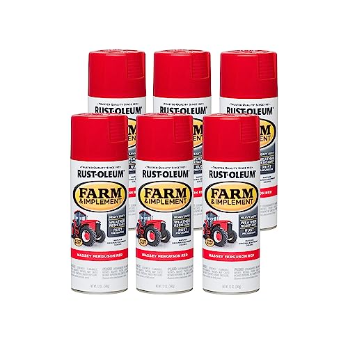 Rust-Oleum 280134-6PK Farm & Implement Spray Paint, 12 oz, Massey Ferguson Red, (Pack of 6)