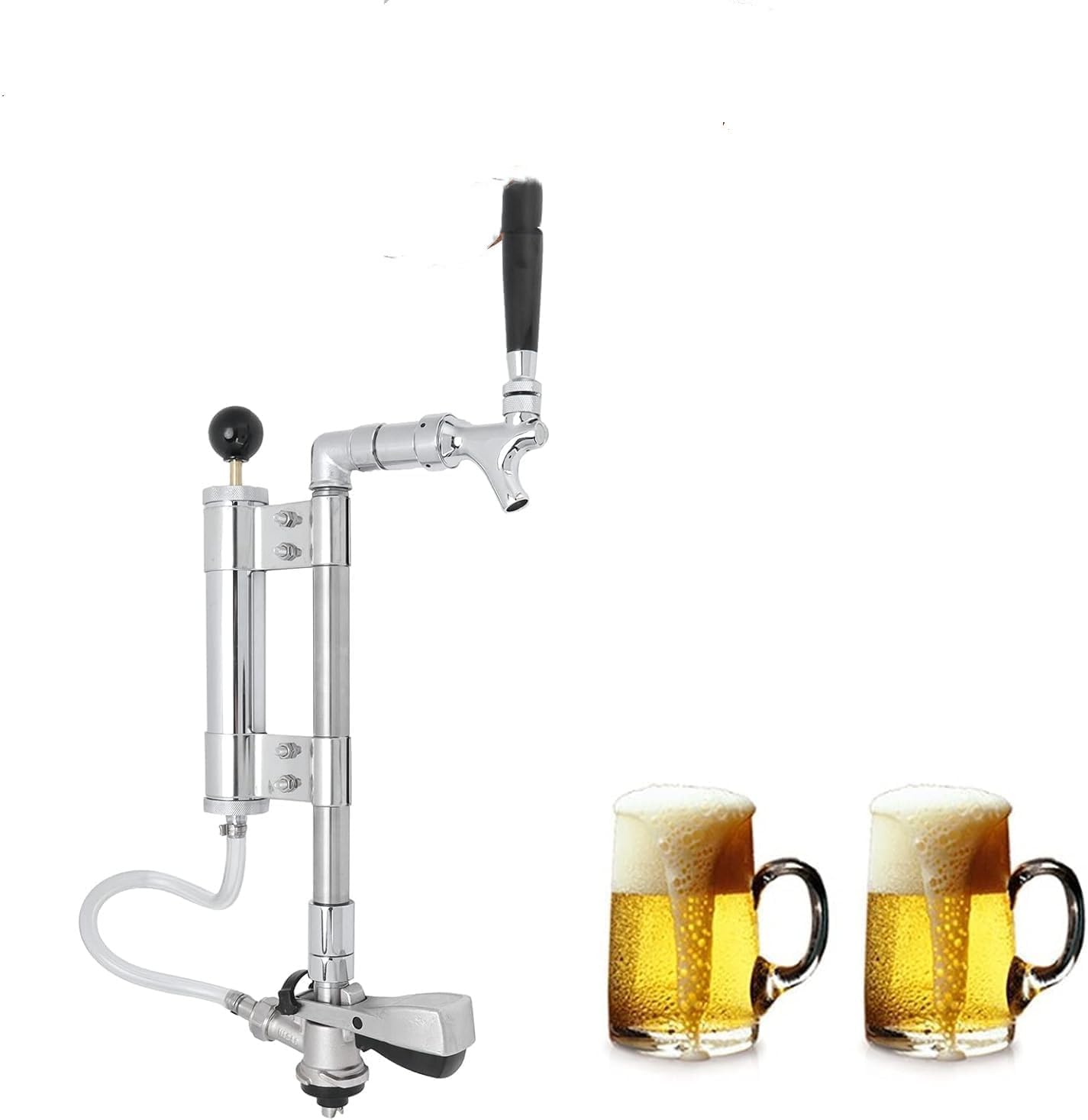 G5/8 Heavy Duty Beer Keg Pump Kit 8inch Keg Tap Keg Pressurize Pump Kit with Dispenser Beer Faucet S~Type Coupler for Bars, Pubs, Restaurants, Hotels,Homes,Draft Beer Accessories(8in Type S)
