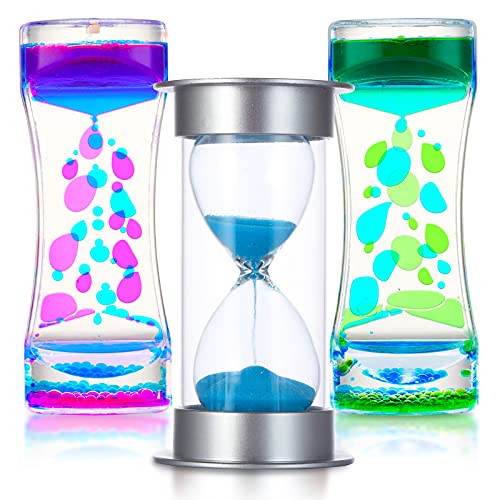 Liquid Motion and Sand Timers 3 Pcs Bundle, Fidget Sensory Toys, ...